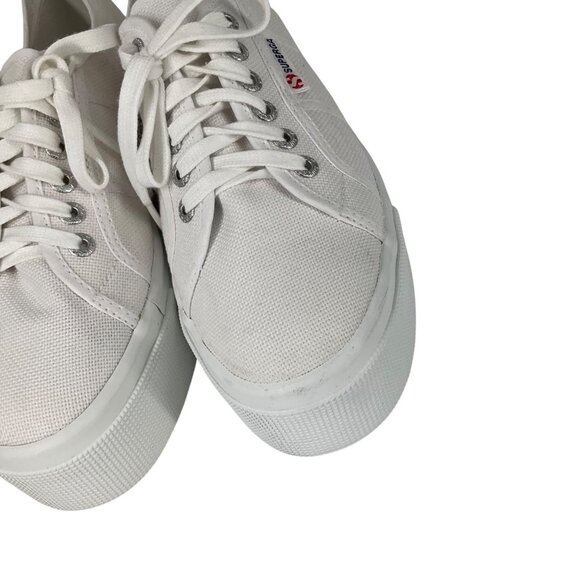 Superga White Linea Up And Down Platform Sneakers US W 10.5 M 9 canvas Classic - Picture 8 of 16